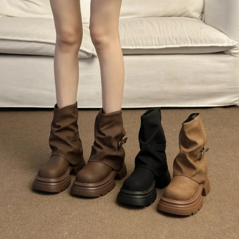 Women's Thick Bottom Boots Bri - Pipe Bending Spring บทวิจารณ์และราคา
