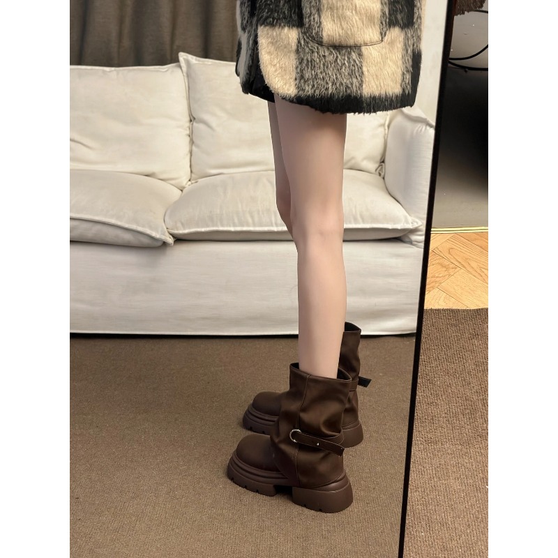 Women's Thick Bottom Boots Bri - Pipe Bending Spring บทวิจารณ์และราคา