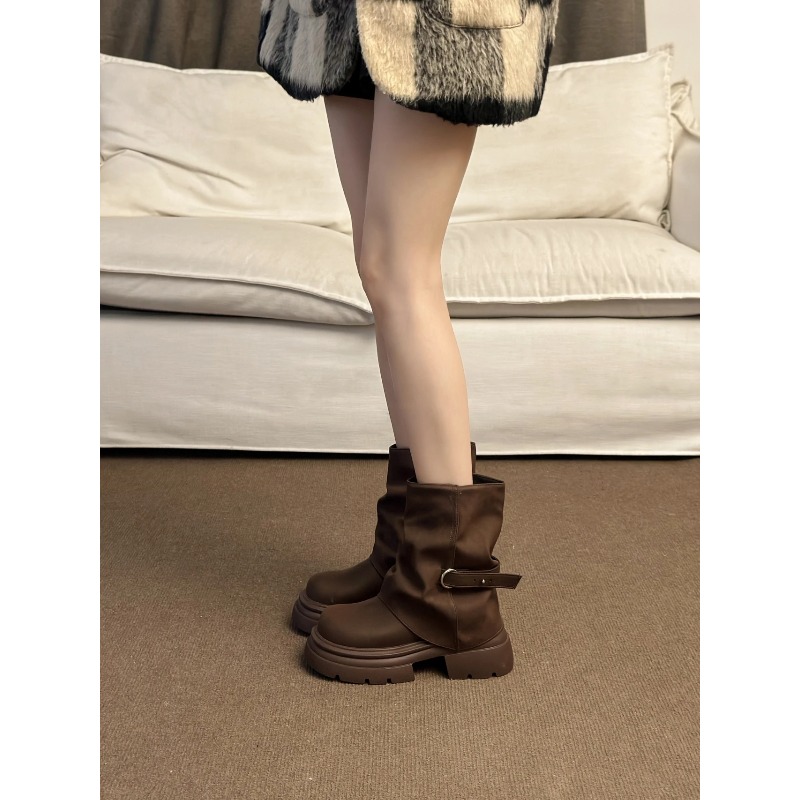 Women's Thick Bottom Boots Bri - Pipe Bending Spring บทวิจารณ์และราคา