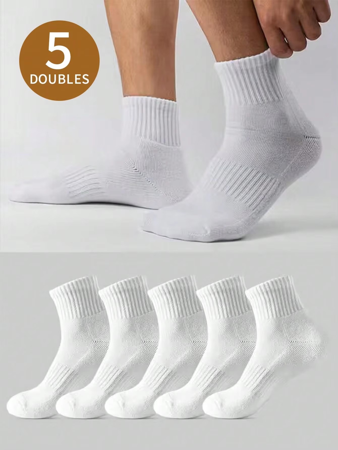 5 Pairs of Men's White Short T - Pipe Bending Spring บทวิจารณ์และราคา