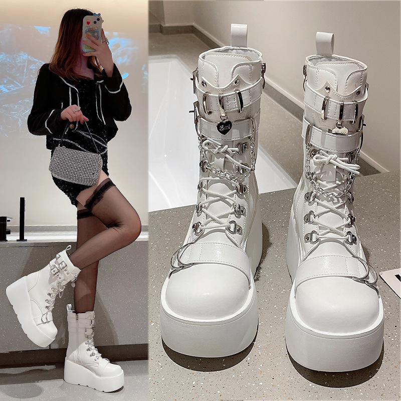 Punk Style Women's Boots Brand - Pipe Bending Spring บทวิจารณ์และราคา