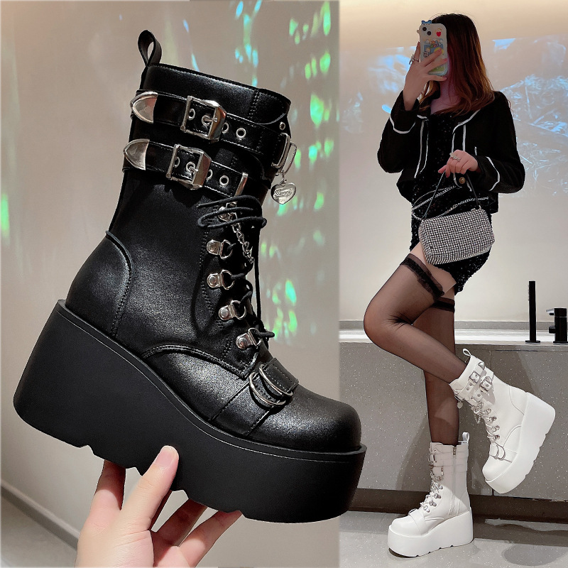 Punk Style Women's Boots Brand - Pipe Bending Spring บทวิจารณ์และราคา