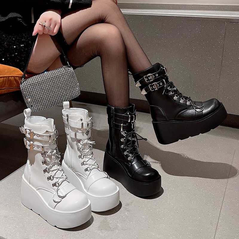 Punk Style Women's Boots Brand - Pipe Bending Spring บทวิจารณ์และราคา